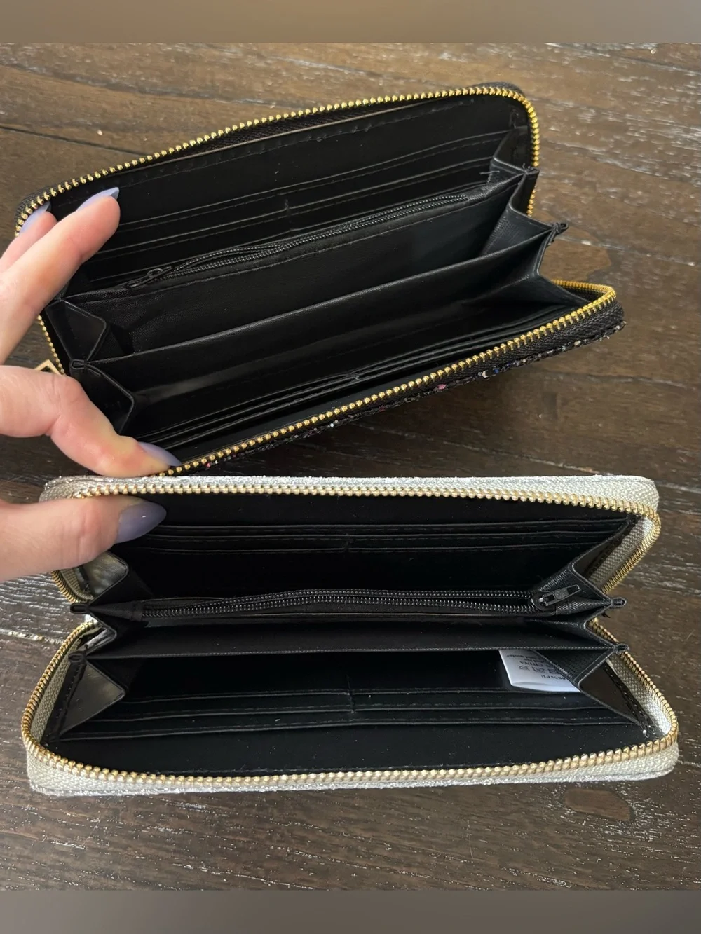 Two new glitter wallets